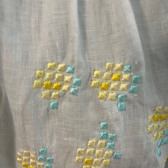 INNIKA CHOO  Embroidered Linen Smock Blouse  in Sea Mist One Size - Picture 14 of 16